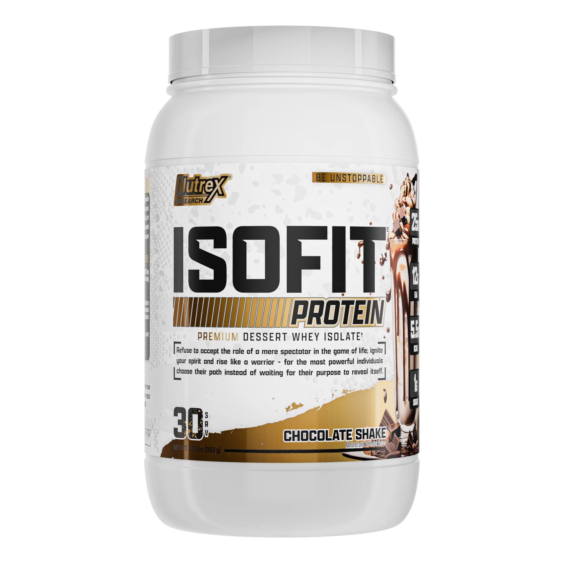 IsoFit Whey Protein Isolate Powder | Chocolate Shake | 30 Servings