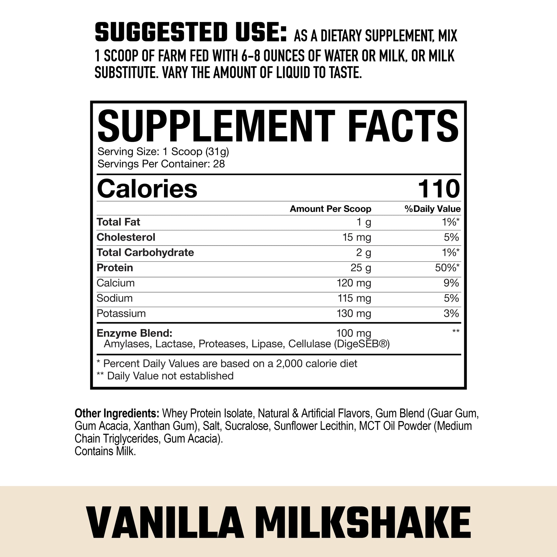 FARM FED | VANILLA MILKSHAKE | 25G PROTEIN