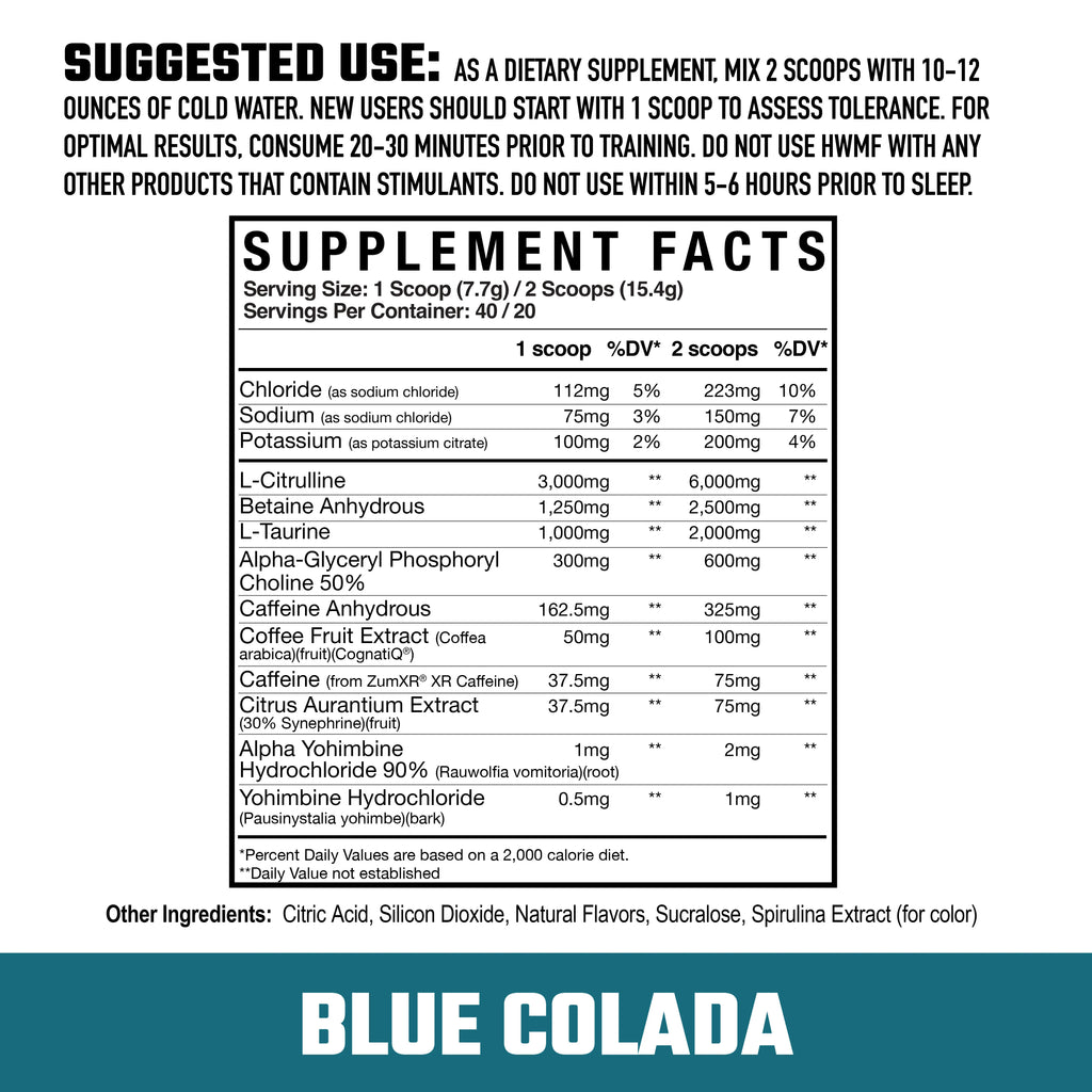 HWMF | HIGH STIM PRE-WORKOUT | BLUE COLADA