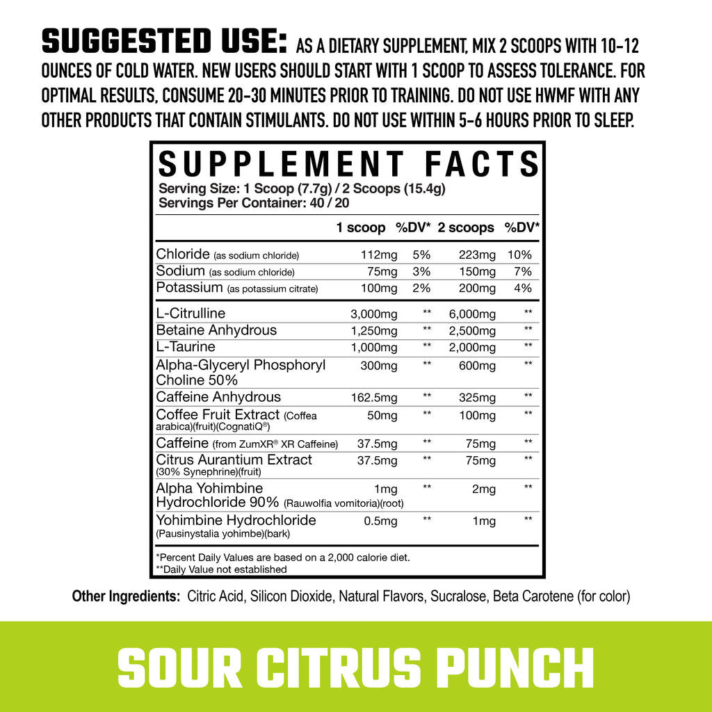 HWMF | HIGH STIM PRE-WORKOUT | SOUR CITRUS PUNCH