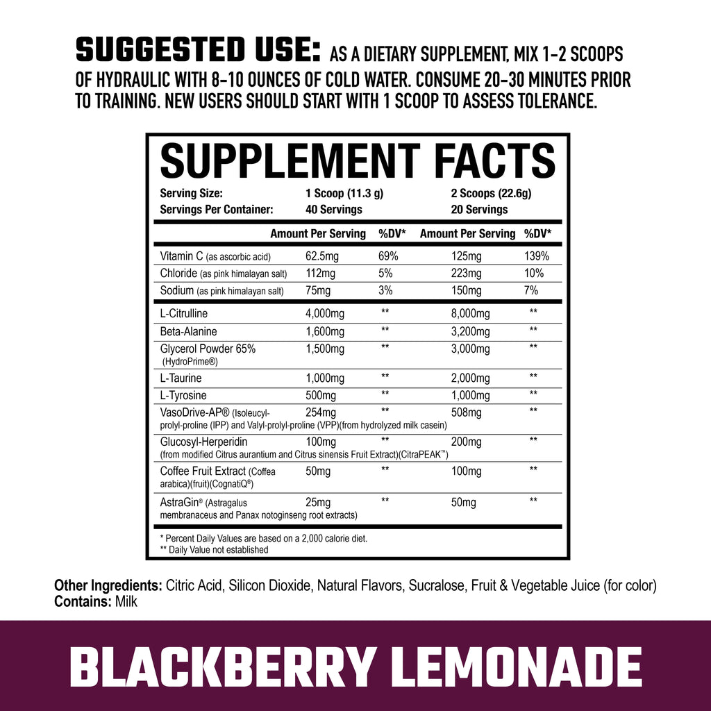 HYDRAULIC V2 | NON-STIM PRE-WORKOUT | BLACKBERRY LEMONADE
