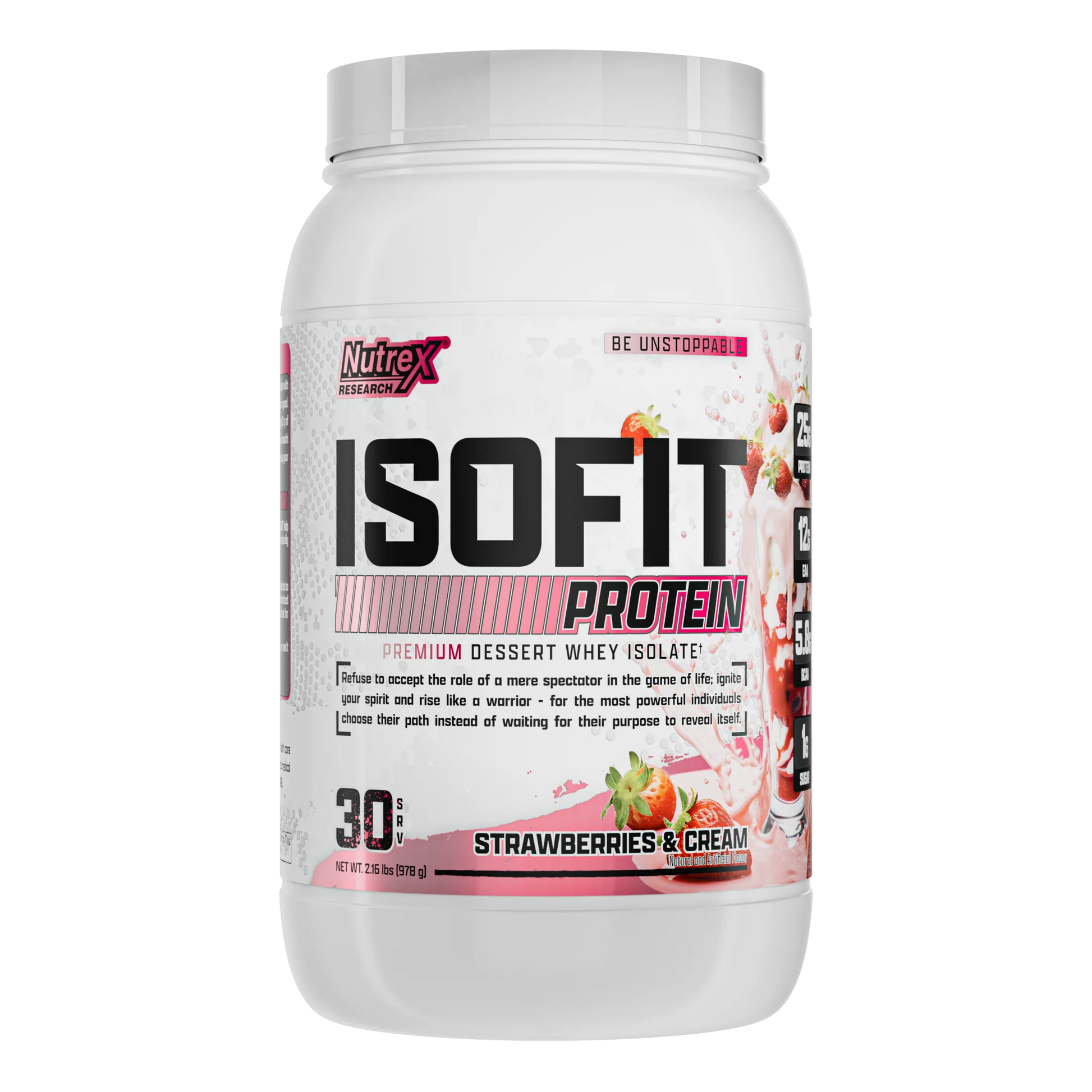 IsoFit Whey Protein Isolate Powder | Strawberries & Cream | 30 Servings