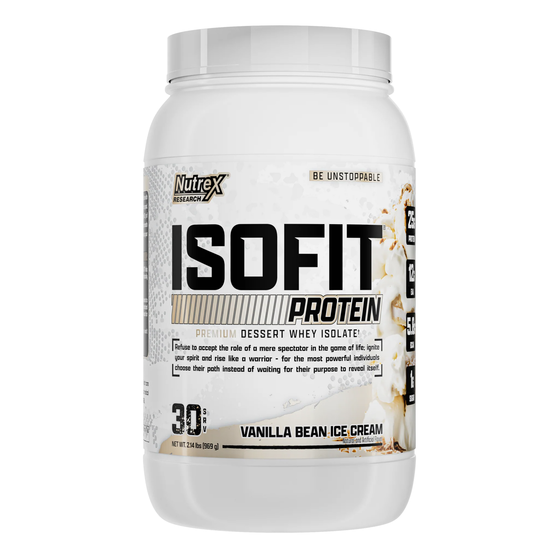 IsoFit Whey Protein Isolate Powder | Vanilla Bean Ice Cream | 30 Servings