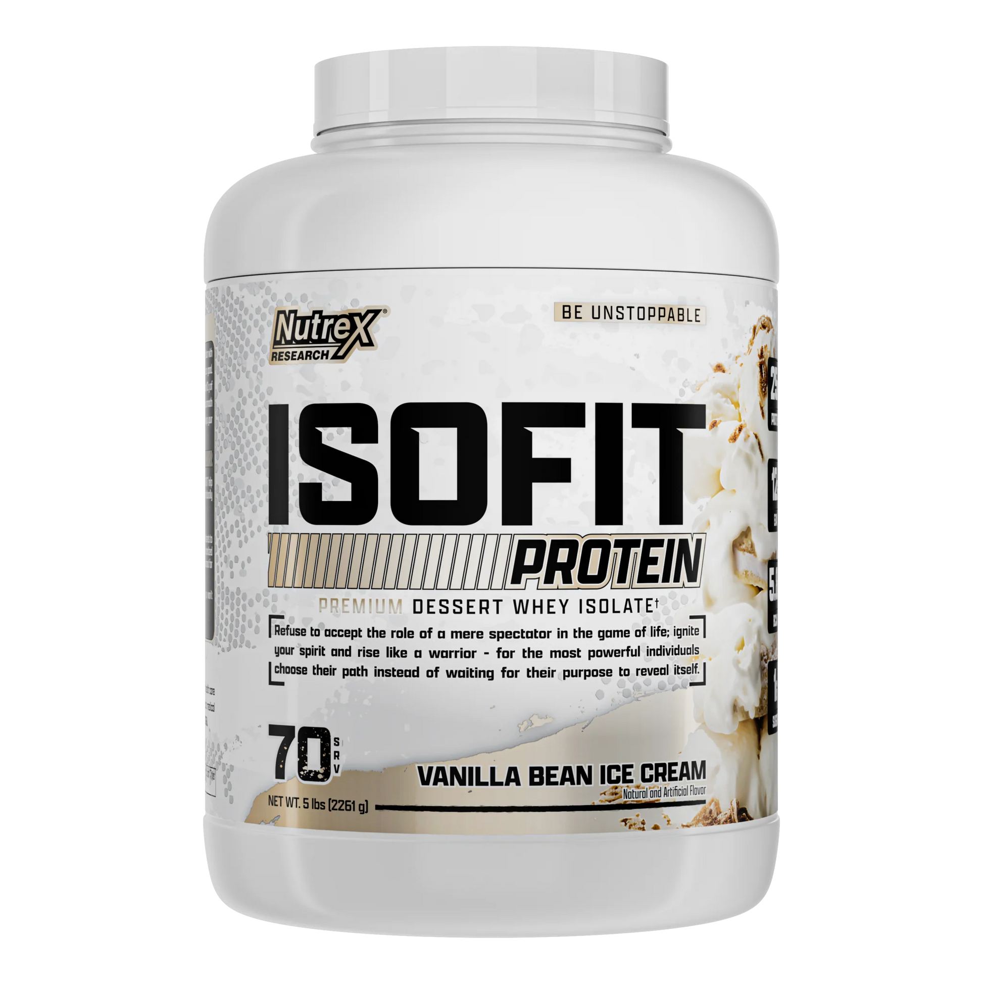 IsoFit Whey Protein Isolate Powder | Vanilla Bean Ice Cream | 70 Servings