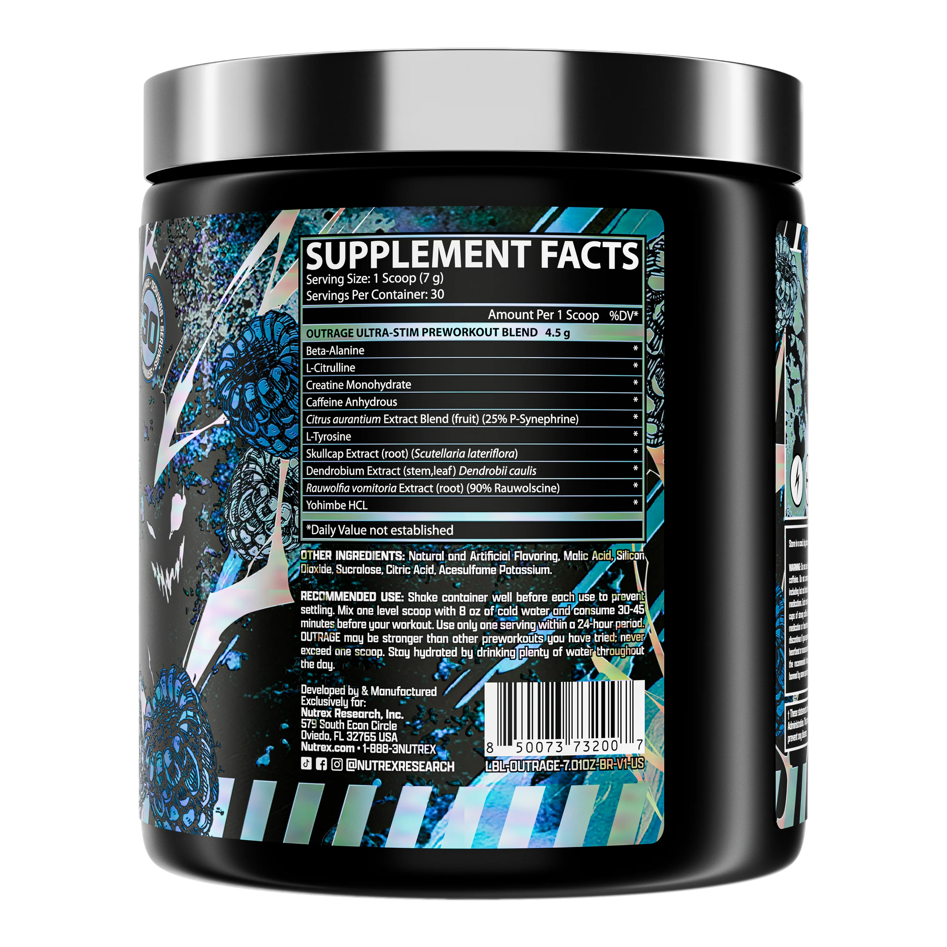 Outrage Ultra Stim Pre-Workout | Energy, Focus & Power | Blue Rasberry