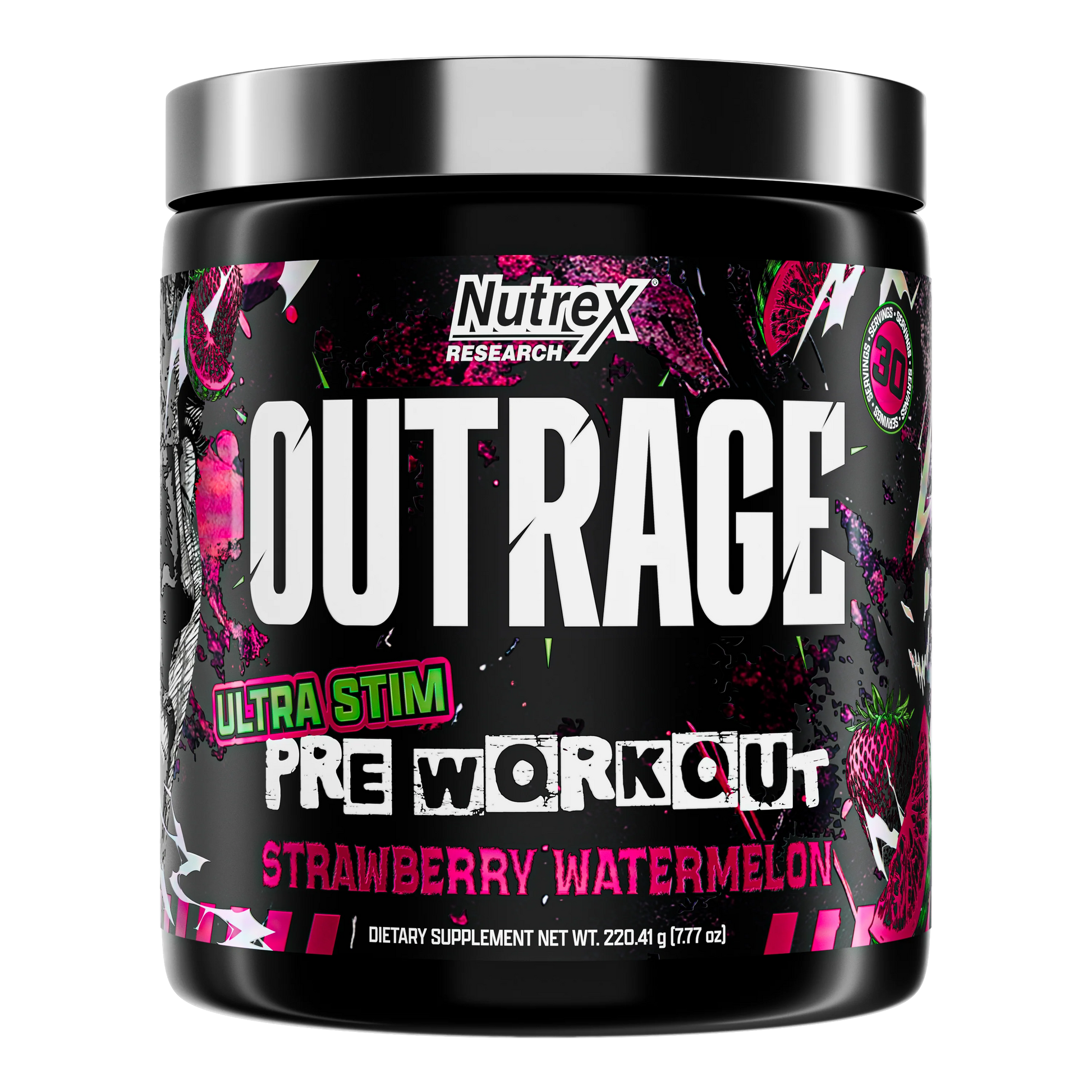 Outrage Ultra Stim Pre-Workout | Energy, Focus & Power | Strawberry Watermelon