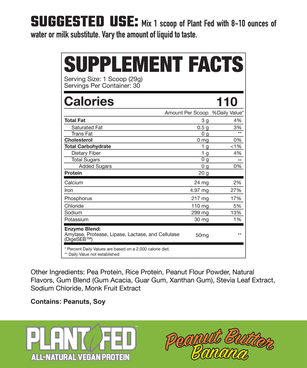 PLANT FED | ALL-NATURAL VEGAN PROTEIN | PEANUT BUTTER BANANA